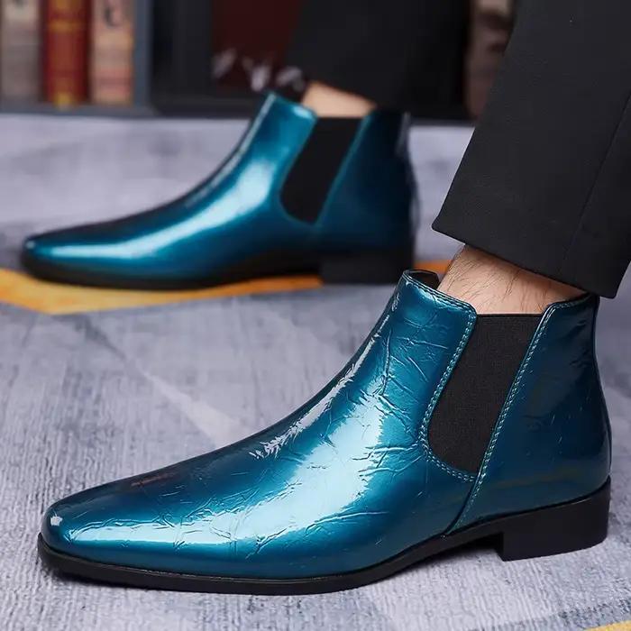 Bottines Chelsea brillantes pour hommes