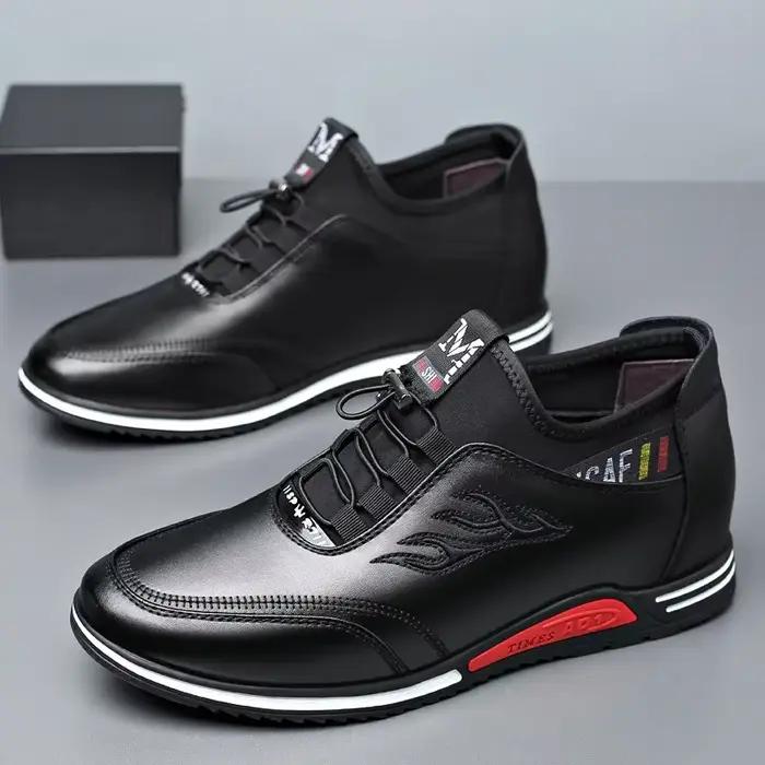 Chaussures en cuir respirantes pour hommes, chaussures en cuir souple, chaussures plates décontractées, chaussures provoqué d'affaires, semelle souple, 2023