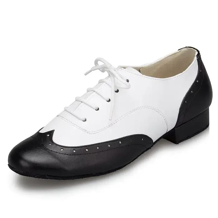 Chaussures de danse latine homme professionnelles en cuir blanc et noir pour salsa et tango grandes tailles occasions spéciales