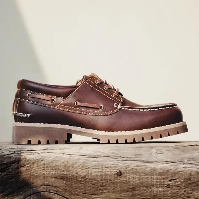 Maden – chaussures Derby Vintage en cuir véritable pour hommes