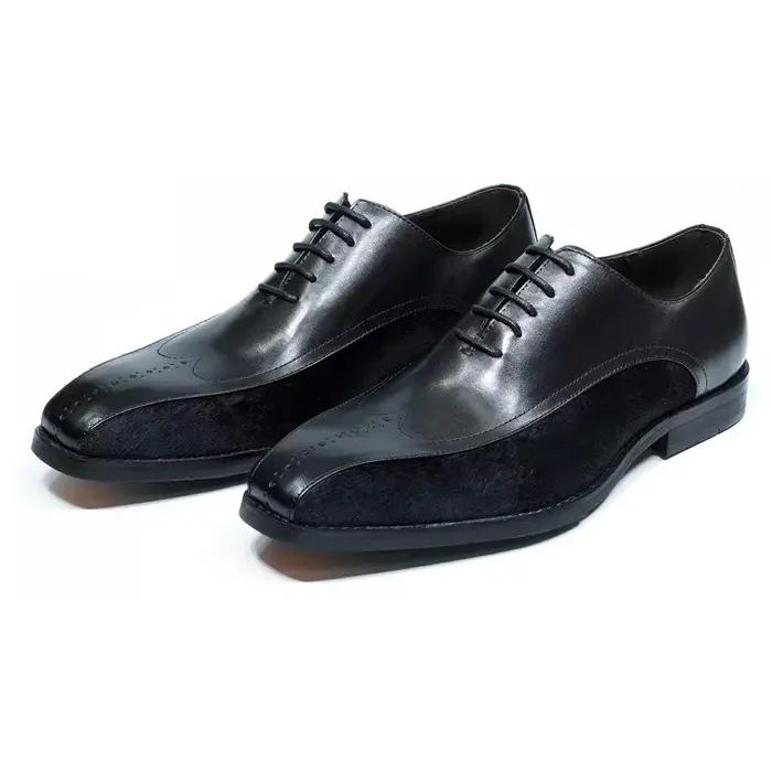 Oxford – chaussures italiennes en cuir véritable pour hommes