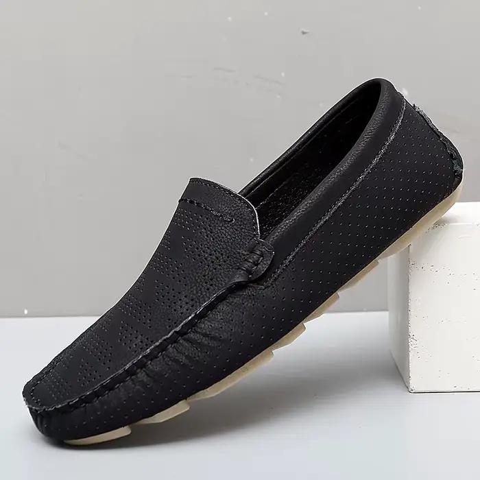 Mocassins d'été en cuir véritable pour homme, chaussures de conduite plates et décontractées, grande taille 45 46 47, de haute qualité