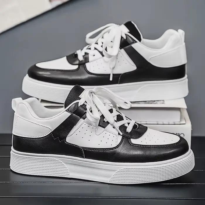 LOEIKAN Baskets décontractées blanches pour hommes | Chaussures de skate légères à tige basse