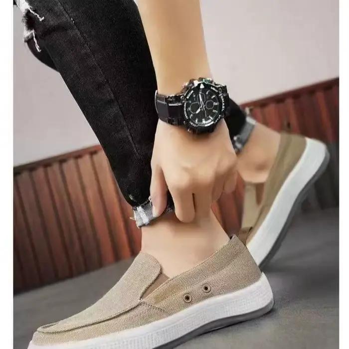 Chaussures bateau décontractées en toile pour hommes