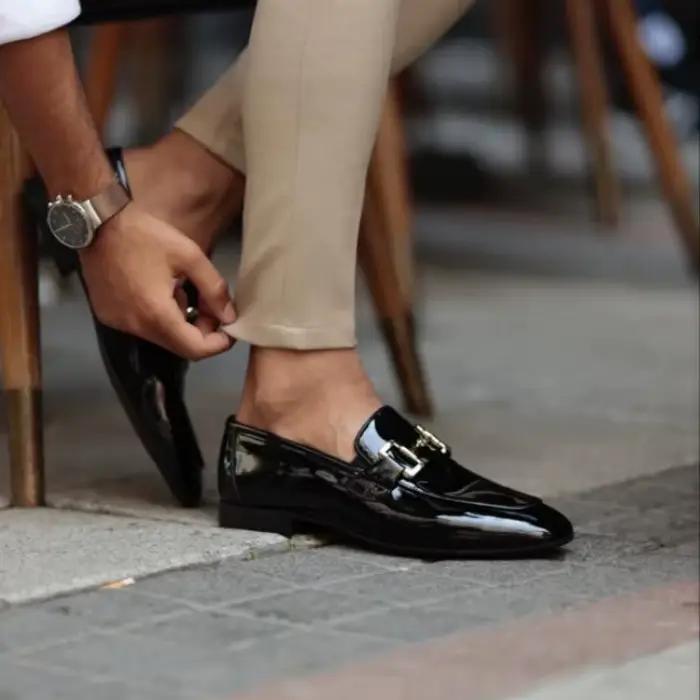 Mocassins noirs en cuir Pu pour hommes