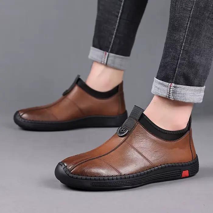 Chaussures décontractées pour hommes, style britannique tendance, à enfiler, pour la conduite, semelle souple, chaussures de loisirs respirantes, bout rond, talon plat, sportives
