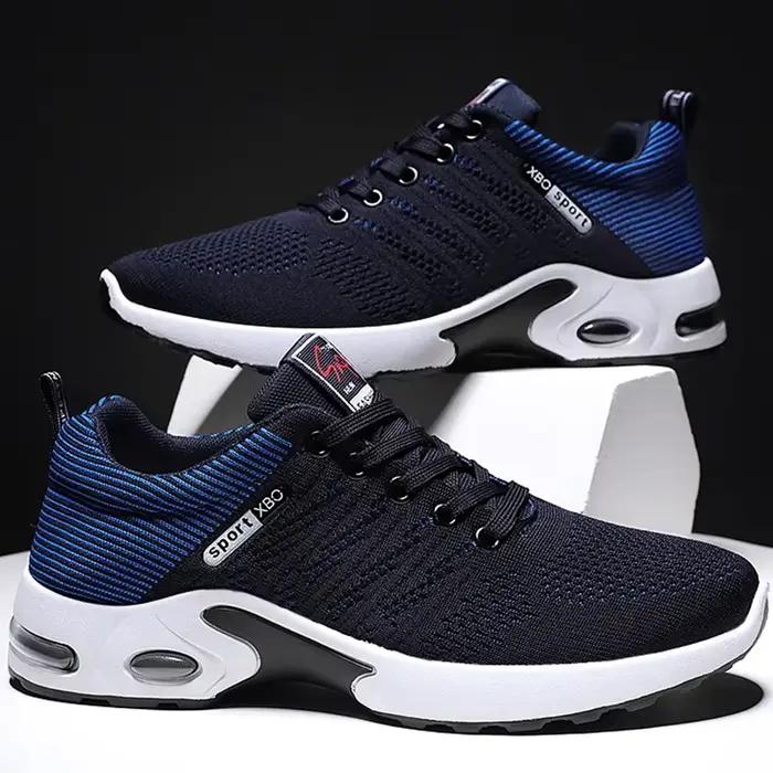 Chaussures de course respirantes en polyester pour hommes, semelle souple, coupe basse, parfaites pour les courses marathon et les sorties en plein air