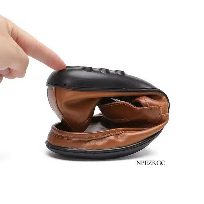 Mocassins à enfiler en cuir véritable pour hommes