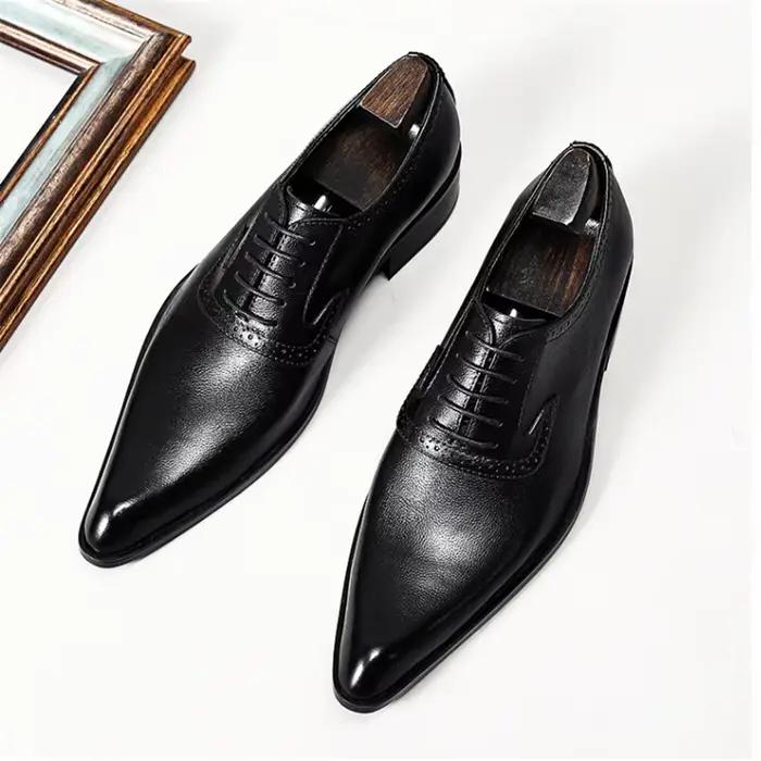 Nouvelles chaussures pointues pour hommes, robe de soirée, chaussures de mariage pour marié, mode homme, style