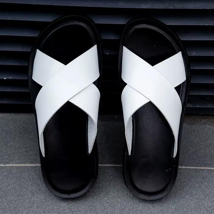 Pantoufles en cuir italien pour hommes