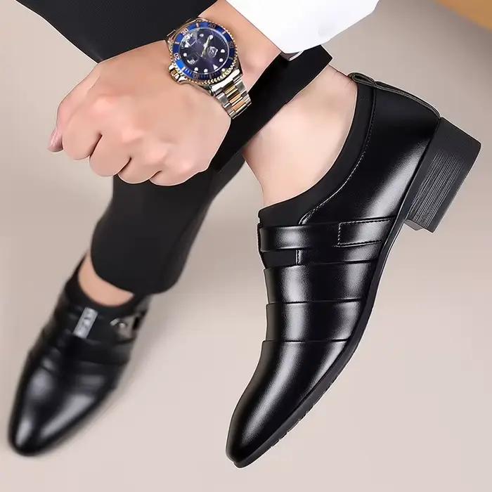 Chaussures classiques en cuir pour hommes, Oxfords à bout pointu, chaussures formelles pour fête de mariage, bureau, affaires, mocassins pour hommes