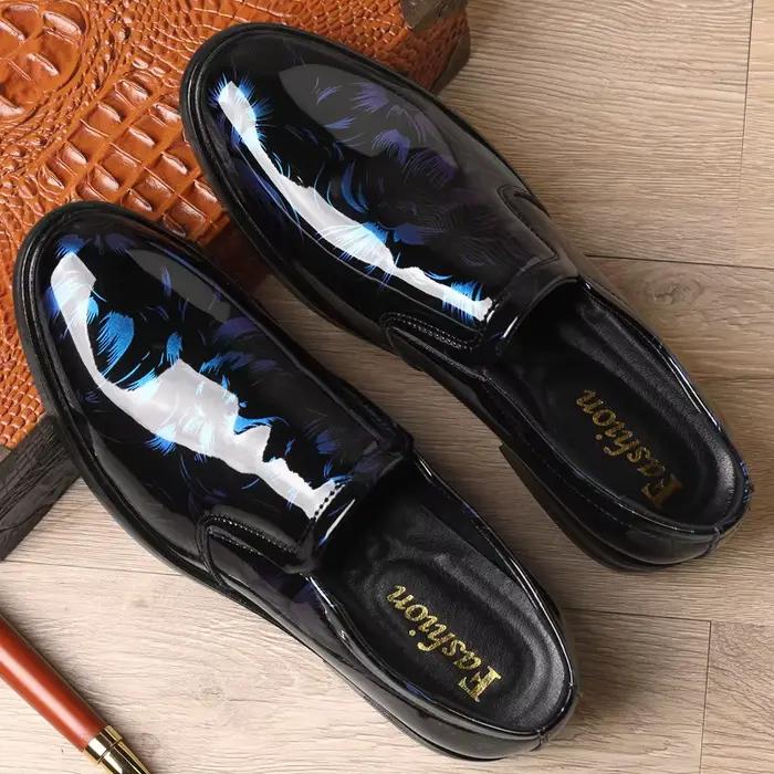 202 Nouvelles Chaussures en Cuir pour Hommes à Motif Floral