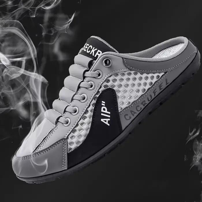 Hommes demi pantoufles pour hommes classique été chaussures décontractées respirantes semelle souple chaussures de soutien à fond plat en plein air homme Sneaker Zapatos