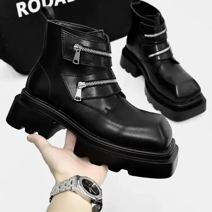 Bottes Derby Homme 2026 de Haute Qualité, Élégantes, à Semelle Épaisse, Style Punk Rock, Bottes de Chevalier, Chaussures en Cuir pour Homme, Bottes Chelsea Western Moto