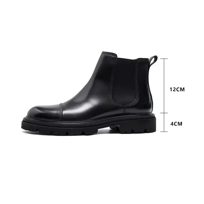 Chelsea hommes anglais à semelles épaisses haut chaussures en cuir faites à la main vêtements de cérémonie d'affaires