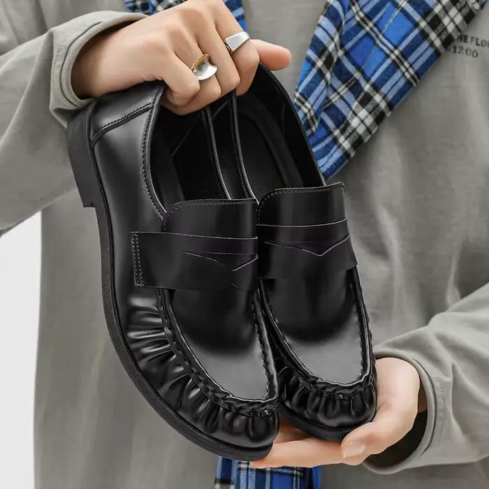 Mode noir hommes mocassins concepteur affaires chaussures en cuir confortable sans lacet chaussures décontractées antidérapant marche plat conduite chaussures
