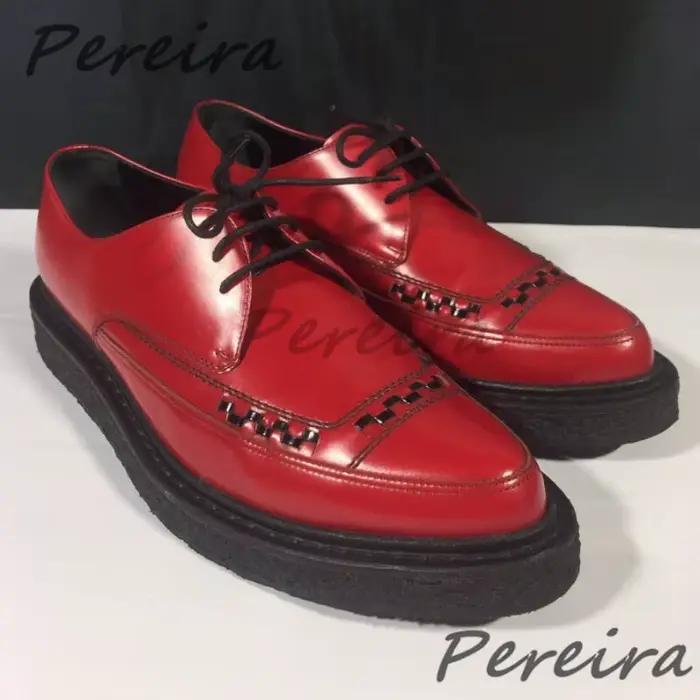 Chaussures Derby en cuir rouge brillant à lacets, imprimé léopard, boucle métallique, semelle épaisse, chaussures décontractées pour affaires, chaussures habillées tendance pour hommes