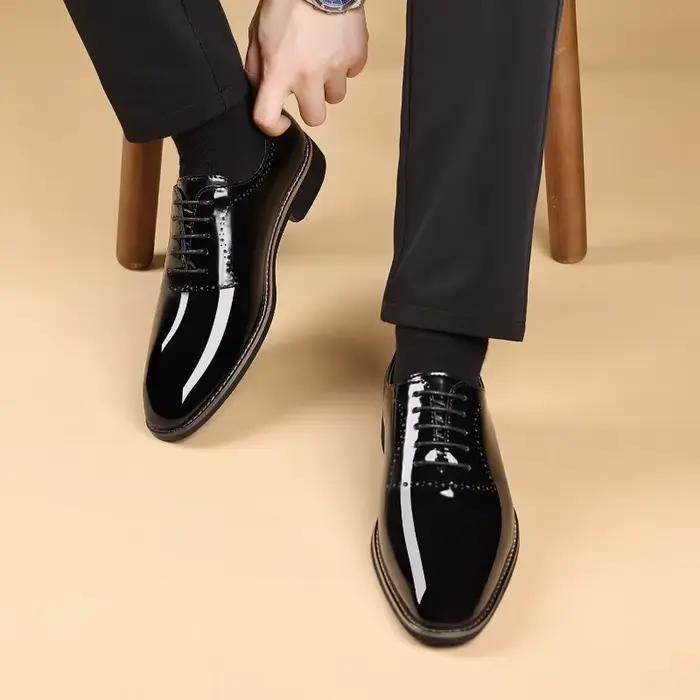 Chaussures Oxford de luxe en cuir verni pour hommes
