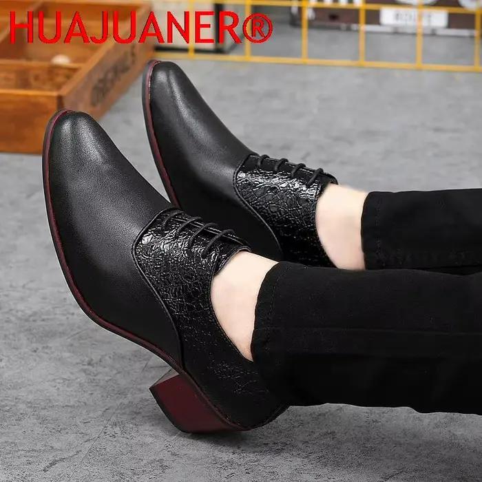 Chaussures classiques en cuir à talons hauts pour hommes