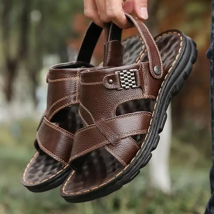 Sandales d'été pour hommes, imperméables, antidérapantes, semelle souple, pantoufles de plage à double usage, chaussures de conduite, 2025