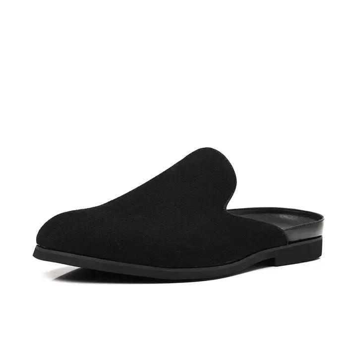 Mocassins à enfiler pour hommes, demi-pantoufles sans dos, Style été 2025, en cuir mat, chaussures décontractées faciles à porter, semelle en caoutchouc, chaussures pour adultes