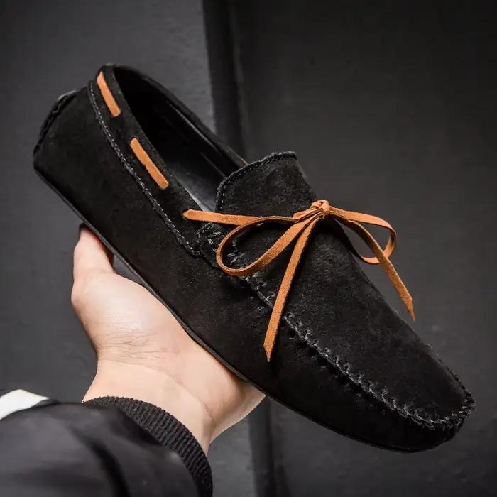 Mocassins en cuir souple pour hommes, chaussures décontractées, confortables, de conduite, plates, faites à la main, à enfiler, élégantes, de haute qualité