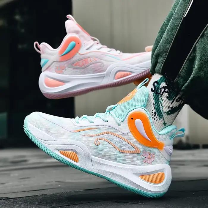 Chaussures de basket-ball pour hommes - Maille respirante, baskets légères pour l'entraînement et la compétition, chaussures de sport décontractées pour étudiants