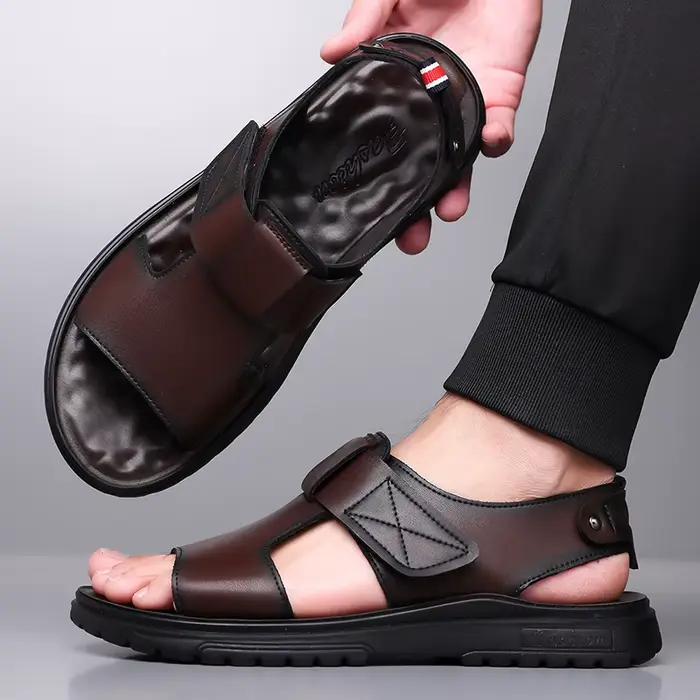 Sandales d'été tendance pour hommes – Chaussures de plage à semelle épaisse et souple – Chaussons d'extérieur