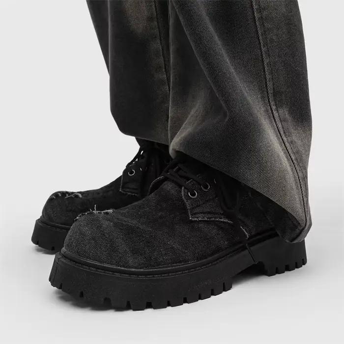 Chaussures Derby en jean déchiré pour hommes
