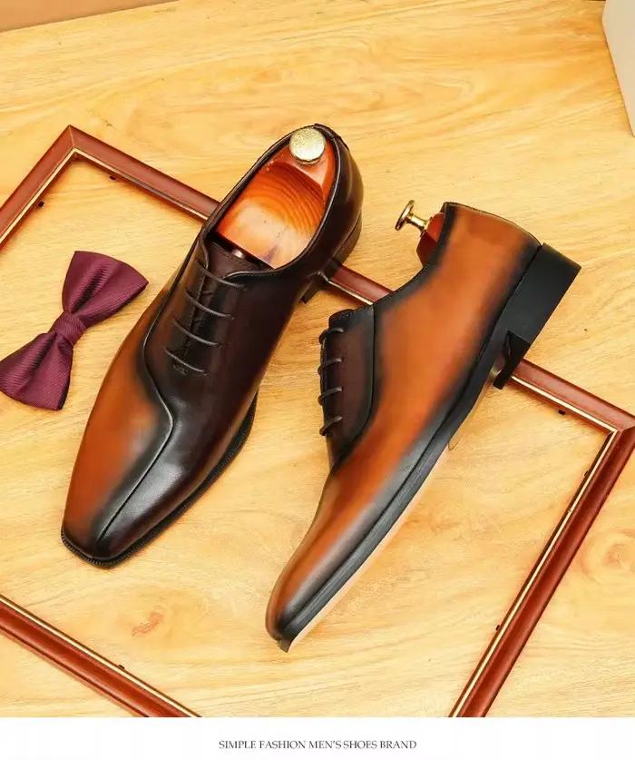 Chaussures en cuir à bout pointu pour hommes