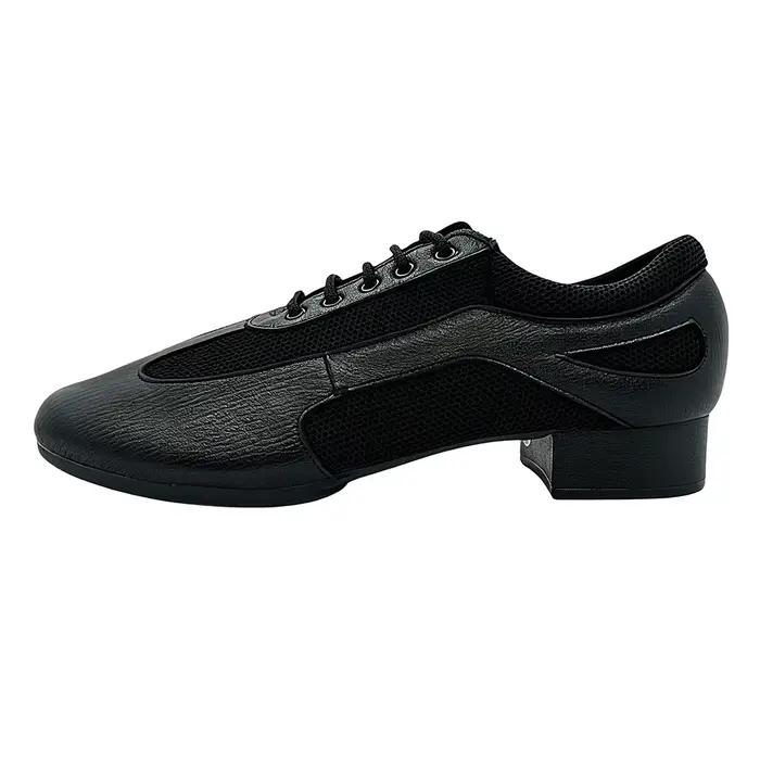 Chaussures de danse latine pour hommes en cuir de vache véritable avec semelle en daim ou en caoutchouc pour entraînement professionnel et compétitions de danse