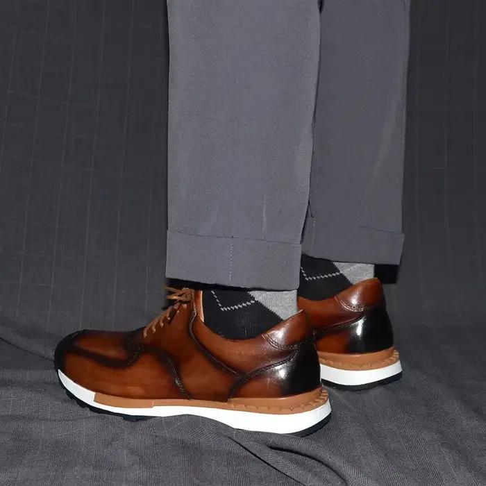 Baskets Décontractées en Cuir Véritable pour Hommes Occasions Spéciales Automne Hiver Mode Européenne