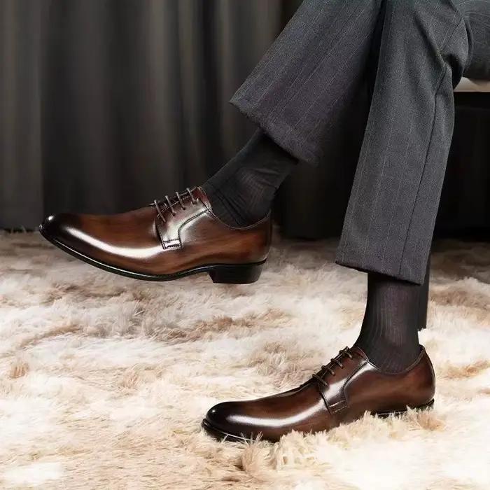 Chaussures en cuir Oxford à lacets pour hommes