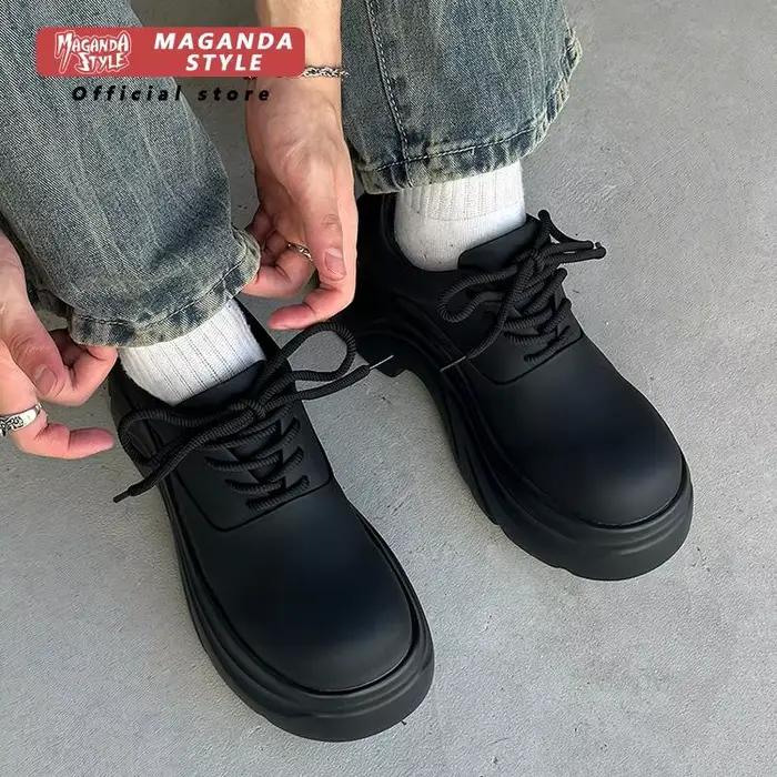 Chaussures en cuir véritable derby noires pour hommes augmentation de hauteur 7cm confortables et élégantes pour tous les jours et occasions spéciales