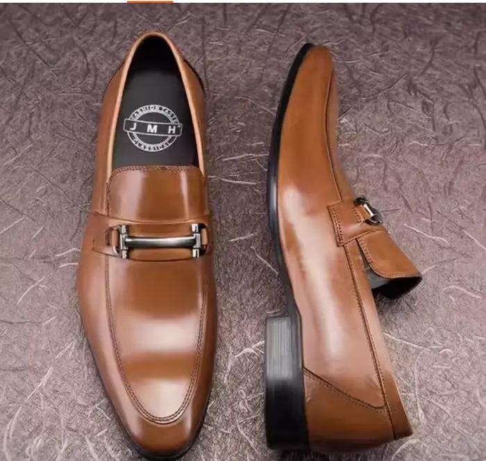 Chaussures Derby JMH pour homme en cuir véritable bout pointu pour mariage et occasions élégantes