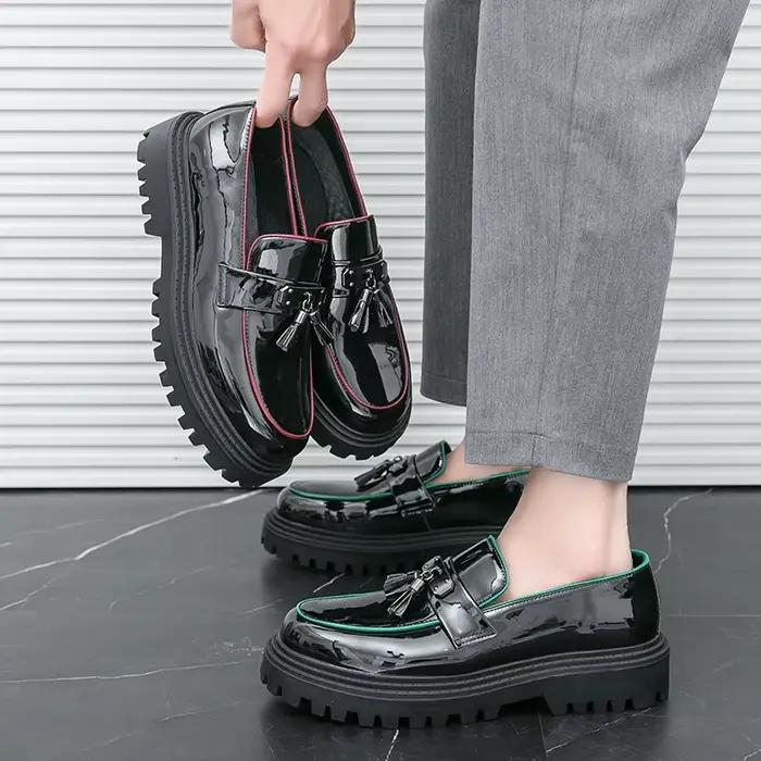 Chaussures provoqué à plateforme classiques britanniques pour hommes