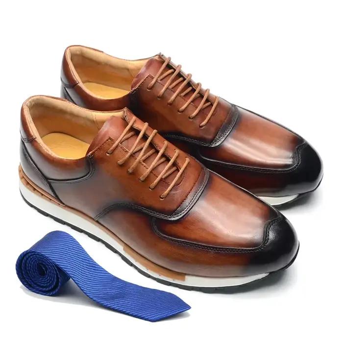 Baskets Décontractées en Cuir Véritable pour Hommes Occasions Spéciales Automne Hiver Mode Européenne