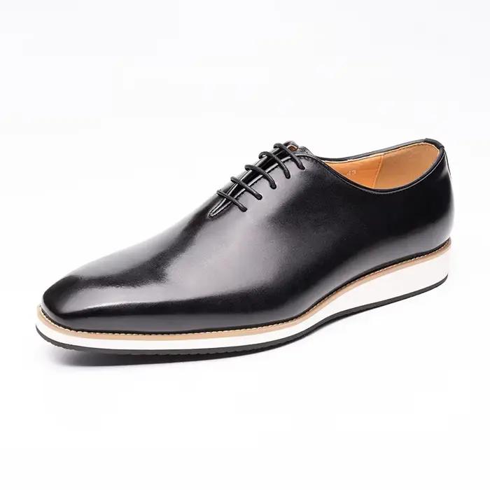 Oxford-Chaussures de bureau en cuir faites à la main pour hommes
