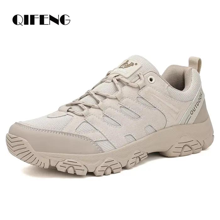 Chaussures décontractées QIFENG en cuir pour hommes, respirantes, imperméables, motifs géométriques, style rétro, confort toute la journée, pour printemps et automne