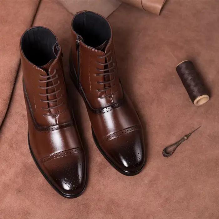 Bottes en cuir rétro Oxfords pour hommes