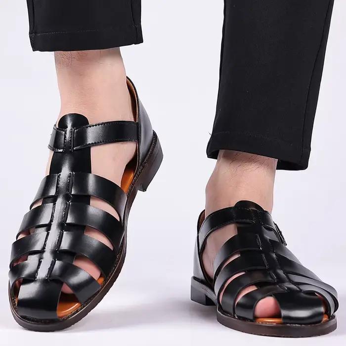 Sandales en cuir véritable Style italien Gladiatus mode affaires