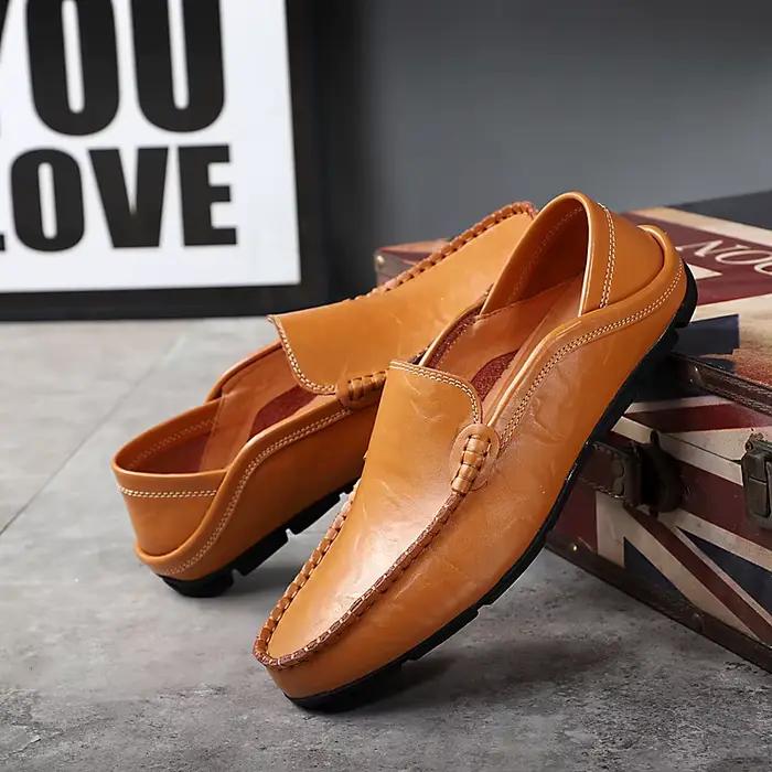 Mocassins en cuir de grande taille pour hommes, nouvelles chaussures de printemps décontractées pour la conduite, baskets de marée, taille 37-47