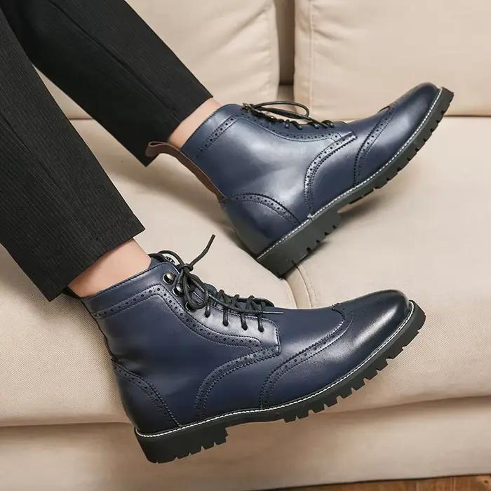 Bottes brogue Mayba en cuir artificiel pour hommes, décontractées et confortables, idéales pour le printemps et l'automne, disponibles en différentes tailles et couleurs