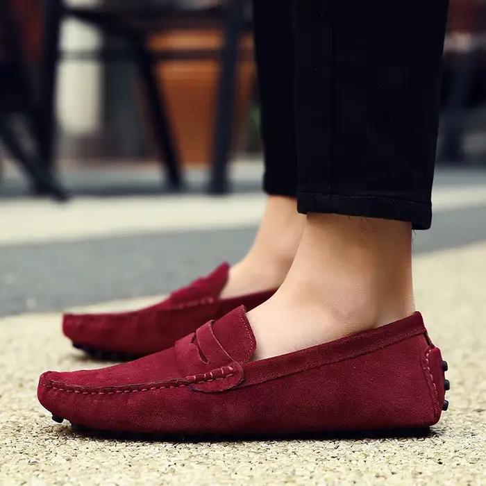 MSHHousehouse-Mocassins souples en cuir suédé pour hommes