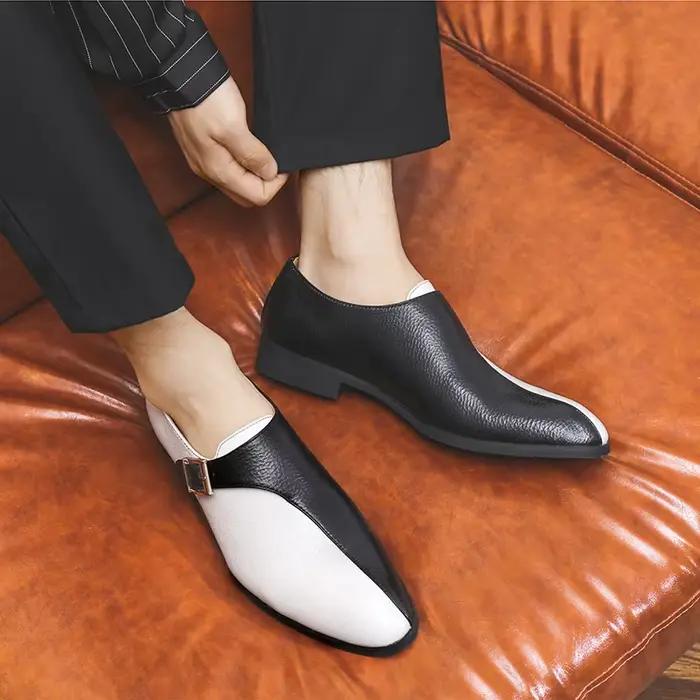 Chaussures en cuir Patchwork de haute qualité pour hommes Style britannique Yuppie bureau formel en cuir hommes d'affaires sociales chaussures habillées pour hommes