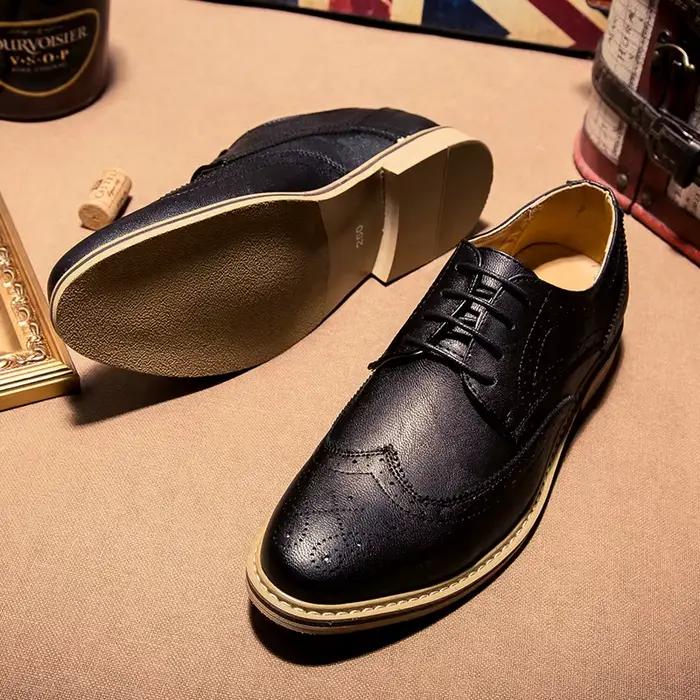 Chaussures Oxford pointues à lacets en cuir pour hommes