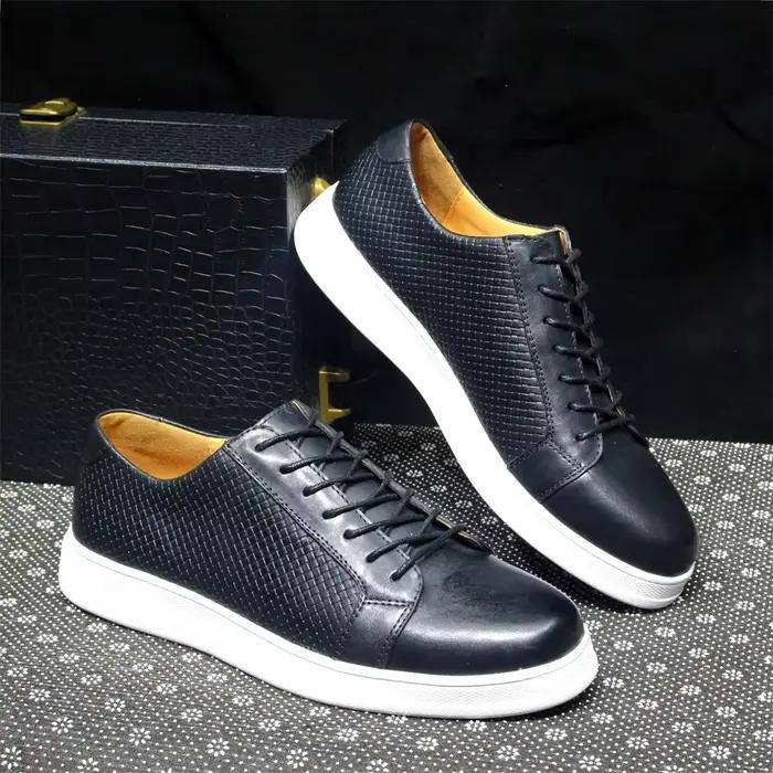 Derby classique pour hommes chaussures décontractées vache en cuir véritable à lacets confortable conduite baskets plat 
