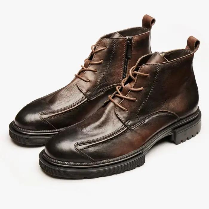 Bottes rétro en cuir pour hommes