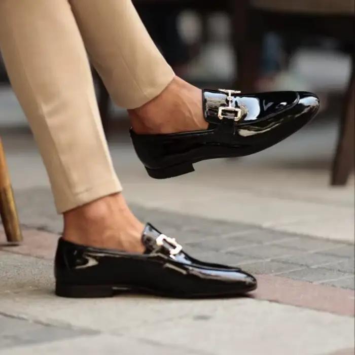 Mocassins noirs en cuir Pu pour hommes