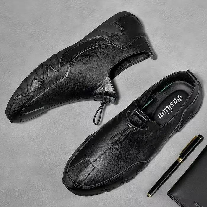 Mocassins HUMOR RABBIT en cuir fendu imperméables pour homme décontractés printemps automne à lacets pour toutes occasions
